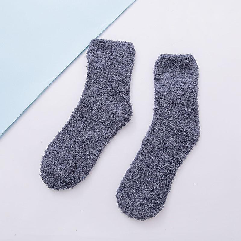 Women's Candy Color Coral Velvet Mid-Calf Socks - Thick, Warm, and Cozy for Autumn and Winter
