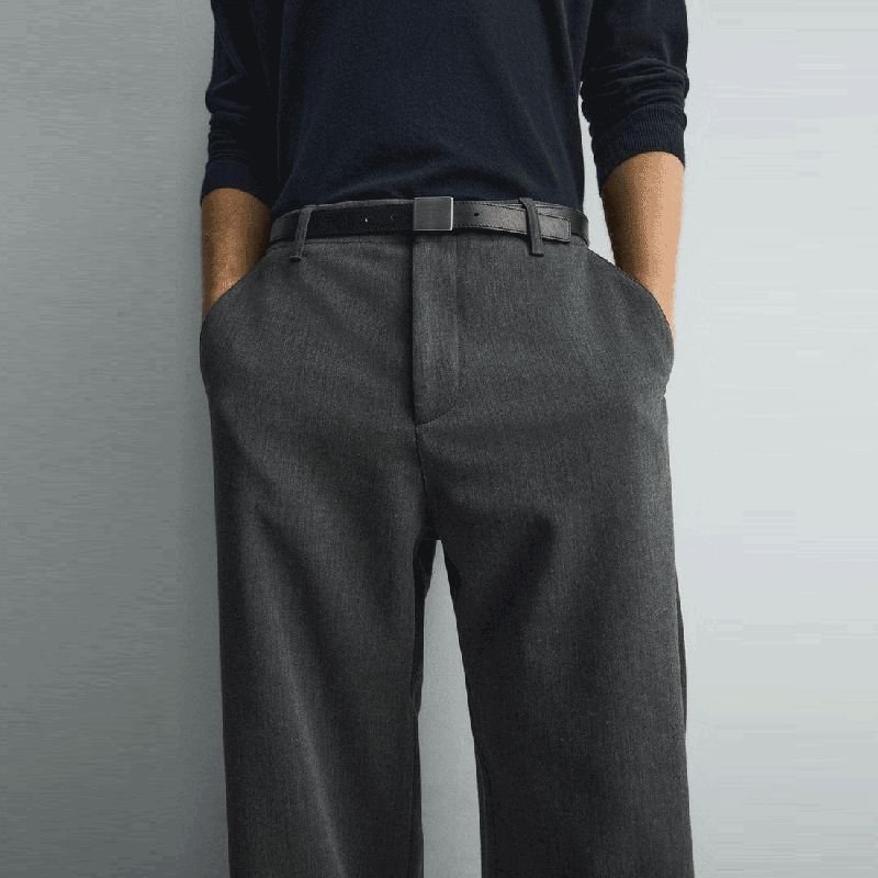 2025 Winter New Men s Clothing American-Style Simple Casual Curved-Cut Suit Pants Set 6861900 8800 Dark gray S