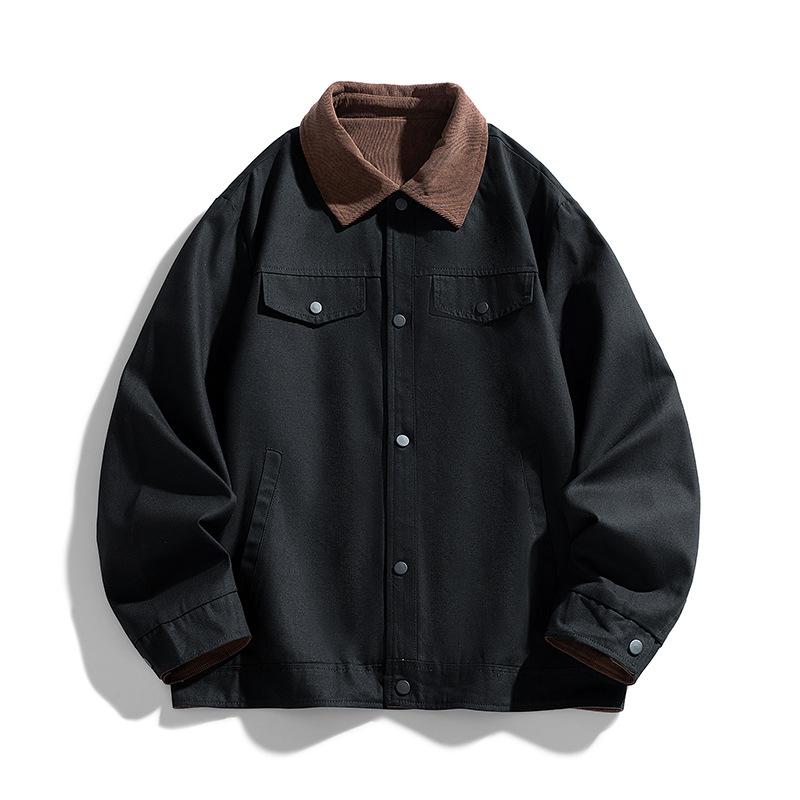 

Men s Spring and Autumn New Cotton Lapel Casual Jacket Men s Windproof Jacket Men s Loose Top Jacket M