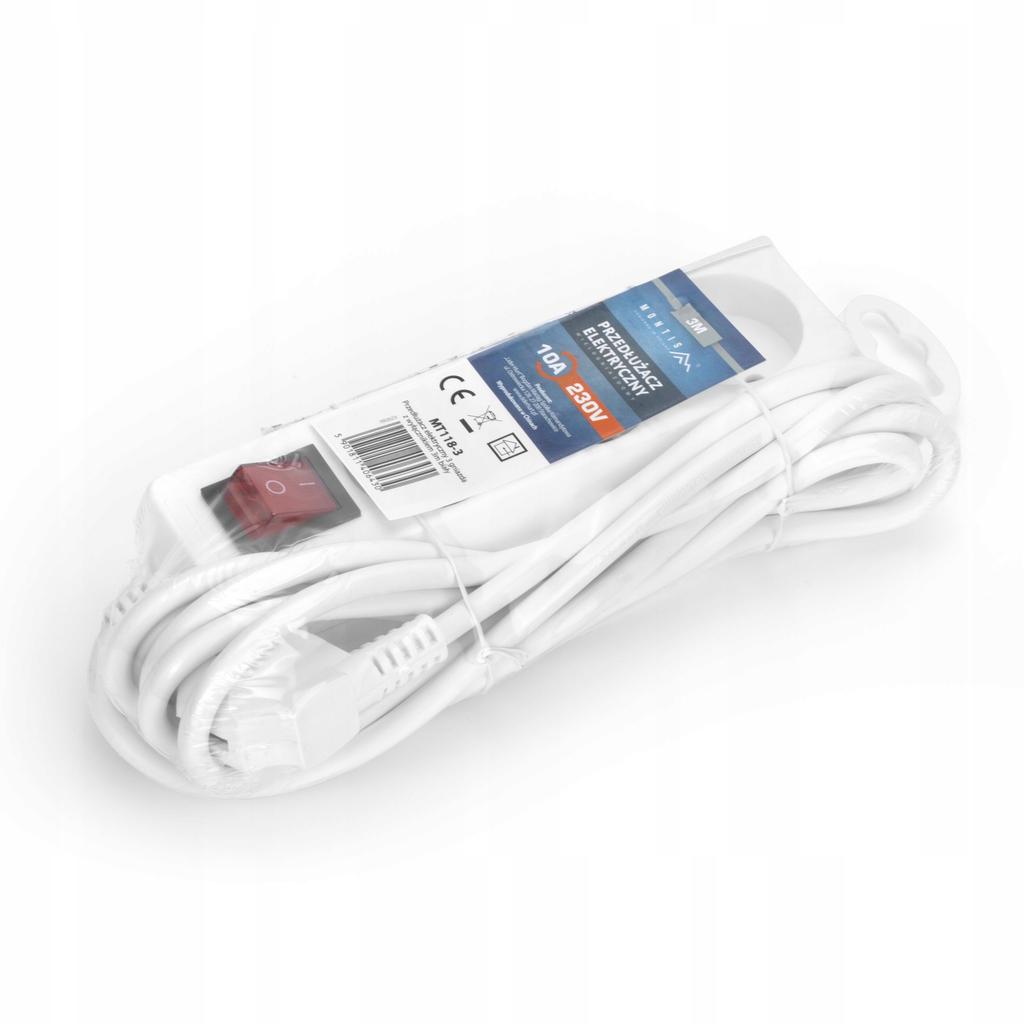 Montis Extension Strip 1.5 M 3 Sockets White IP20 16A 230V