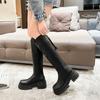 Fashion Fashion Shoes for Women 2024 New Women's Knee Length Boots Solid Color Chunky Zipper High Heels Female Shoes Botines De Mujer