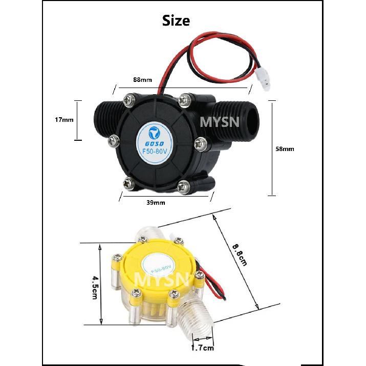 MYSN Hot 1PC 80v/12v /5V 10W DC Micro Hydro Generator Tap Water Flow Hydraulic DIY 1/2 Inch Alternative Energy Generators