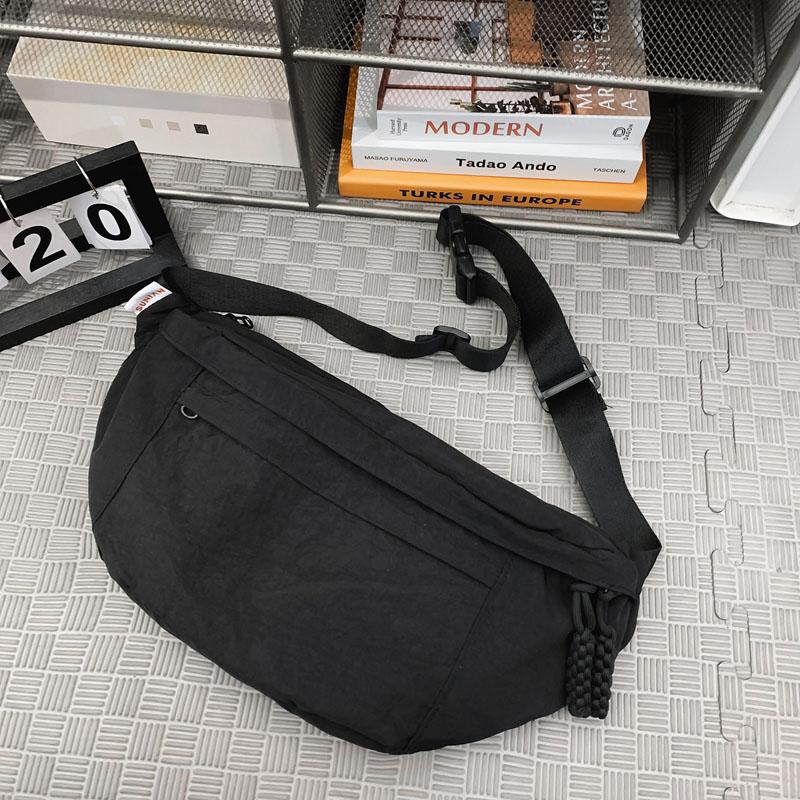 Commuter Shoulder Bag Solid Color Crossbody Bag Student Lightweight Sports Nylon Chest Bag