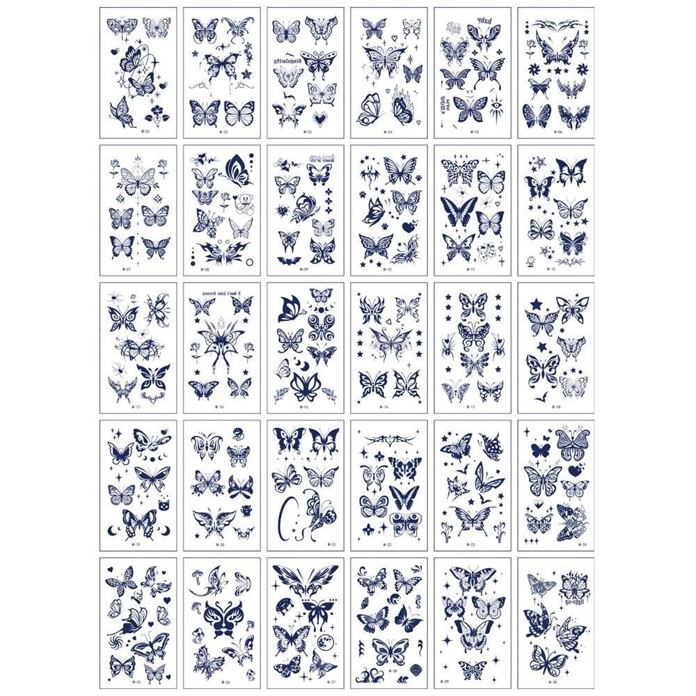 Set of 30) RT02 Semi-permanent Real Tattoo Sticker Non-removable Lettering Waterproof Tattoo Sticker 1 pcs RT02-D30