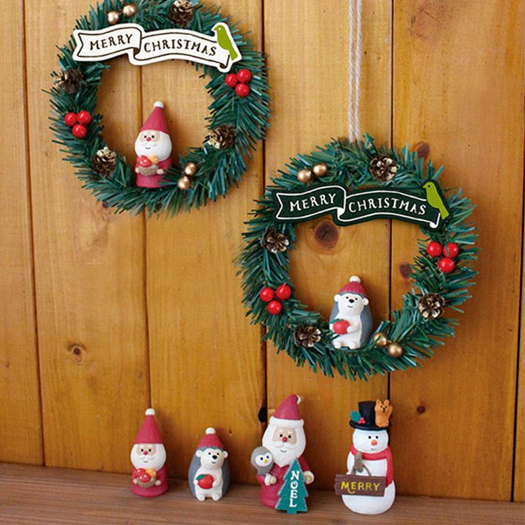 Christmas Cute Handmade Ornaments, Santa Claus Animal Decorations, Resin Small Ornaments for Tabletop and Vehicle Use, Craft Items