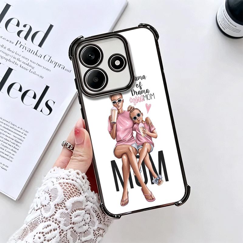Baby Mom Girls Plating Phone Case For Xiaomi Redmi Note 14 15 Pro Plus 13 12 11 11S 11T 10 9S 9 5G Anti-Fall Airabag Cover
