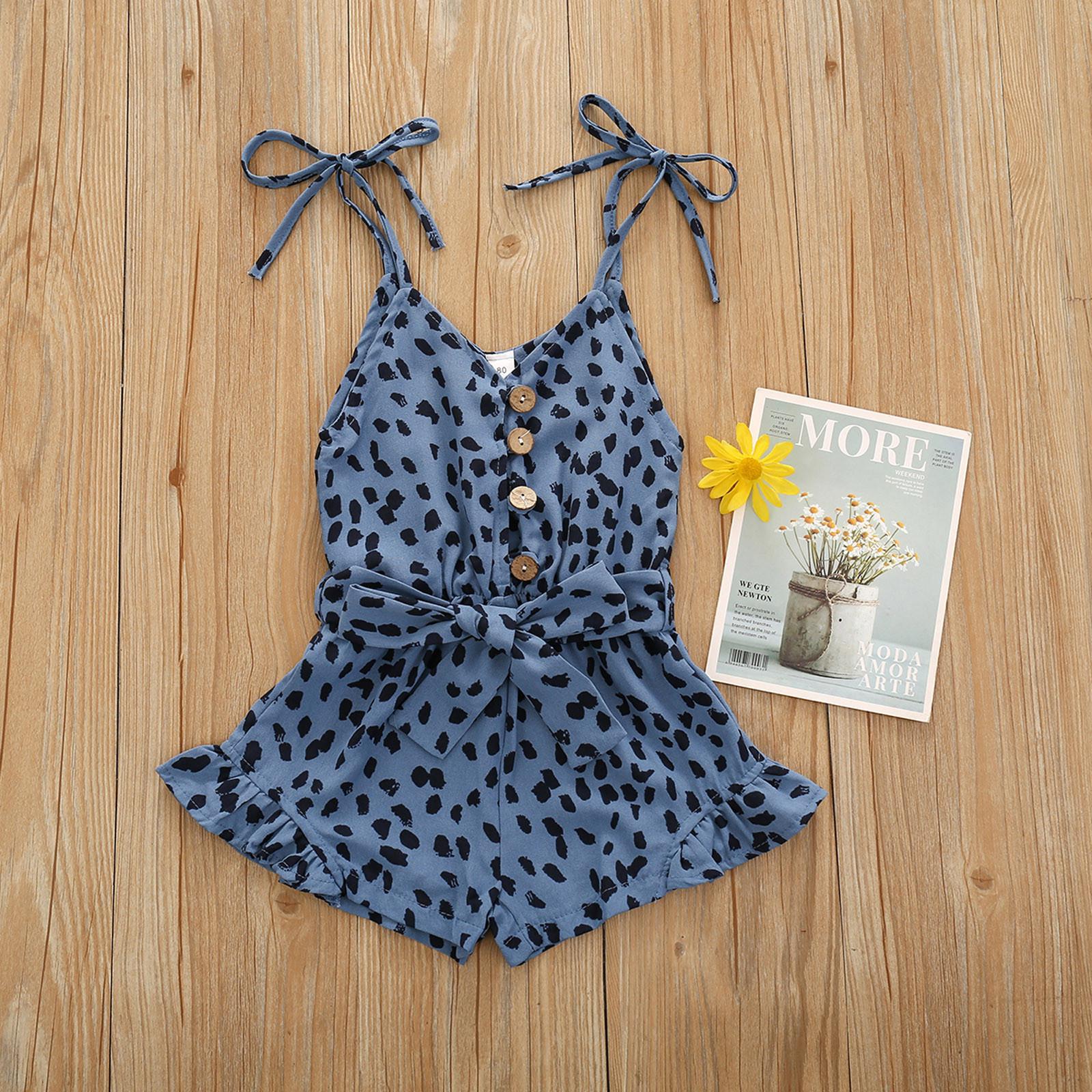 

Комбинезон для маленьких девочек, летняя одежда, комбинезон на бретельках с цветочным принтом, комбинезон 120 синий