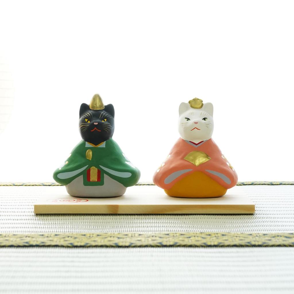 Fukubeya Hina Hina Doll by Toy Modern and perfect for celebrations and Seto-yaki Doll, Cat-Sided (Tachibana) Workshop. adorable, gifts.