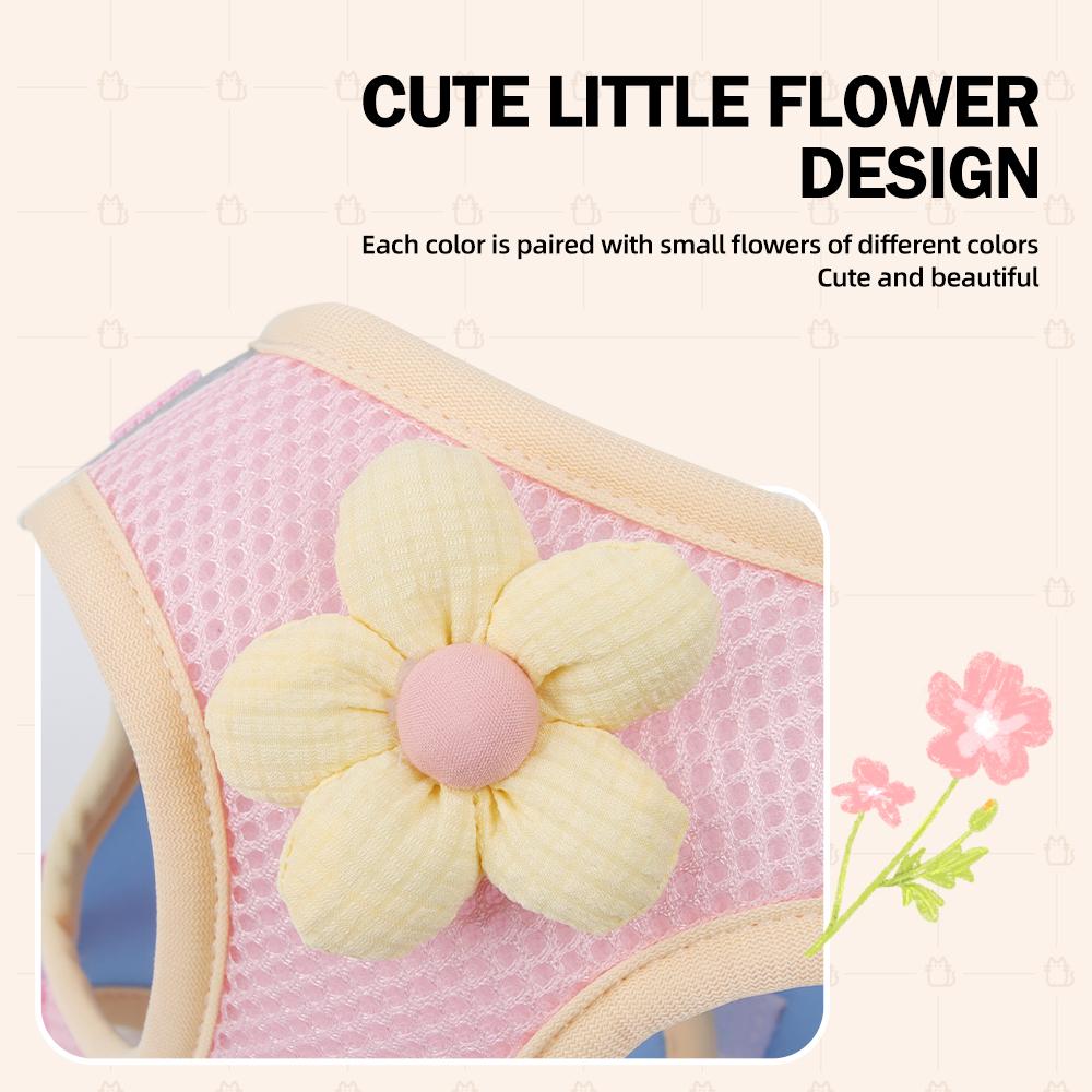 Conjunto Coleira e Guia de Verão para Cães e Gatos com Emenda Bicolor, Refletivo, Respirável, com Tiras Peitorais para Cães Pequenos e Gatos, Acessórios para Animais de Estimação