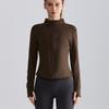 Women's Autumn Sports Jacket Waist Slim Fit Zipper Shirt Long Sleeve Warm Stand Collar Yoga Wear Top