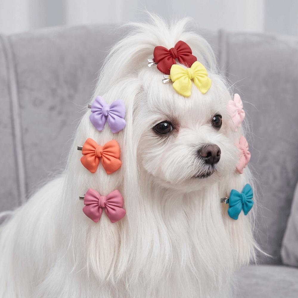16pcs Mini Size Dog Bow Tie Multicolor Pet Bow Clip Durable Cat Hair Accessory Small Pet