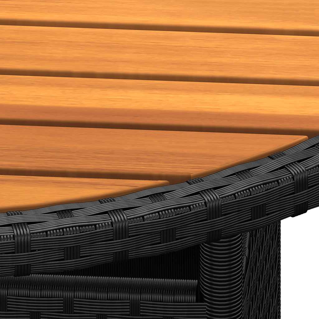 Vidaxl Stolik Ogrodowy, Ø80X75 Cm, Drewno Akacjowe I Rattan Pe, Czarny