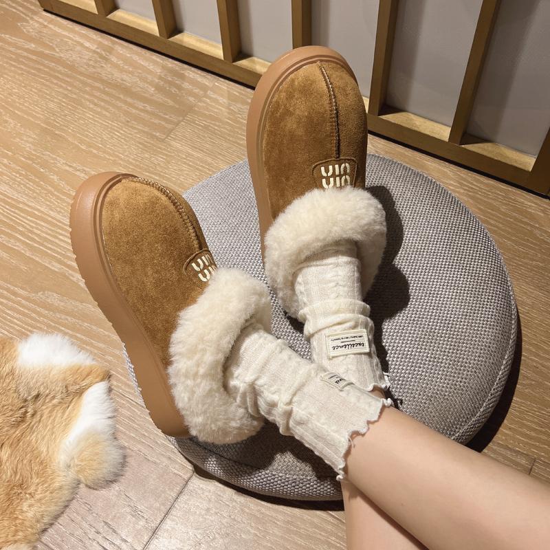 Mode Neue Rutschfeste Winter Damen Hausschuhe Draußen 2024 Heißer Verkauf Damen Stiefel Warmes Kurzes Plüsch Draußen Runde Zehen Damen Schuhe