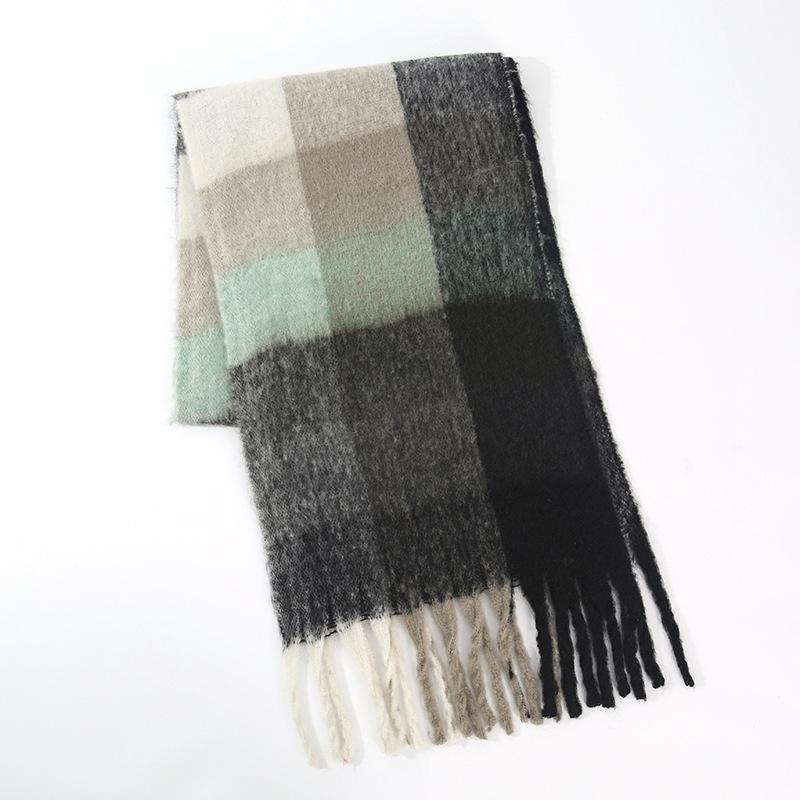 Imitation Cashmere Scarf for Women Winter Warm Thickening New Solid Color Scarf for Men Thick Tassel Woolen Scarf