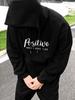 Men's Hoodie, Casual Daily Wear, Positive Mind Vibes Life Text Print, Pullover Sweatshirt, Streetwear Style, Autumn Winter Outdoor, Long Sleeve with P