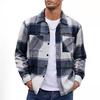 Giacca da uomo vintage con camicia, giacca casual con bottoni e stampa a quadri, con maniche lunghe
