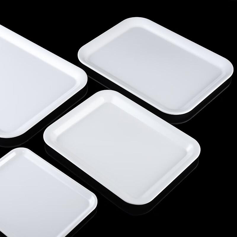 White Melamine-Style Rectangular Serving Trays