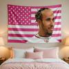 Racing Legend Tapestry Pink Us Flag Flat Print Wall Hanging Aesthetic Room Decor For Men Bedroom Dorm Sports Star Poster
