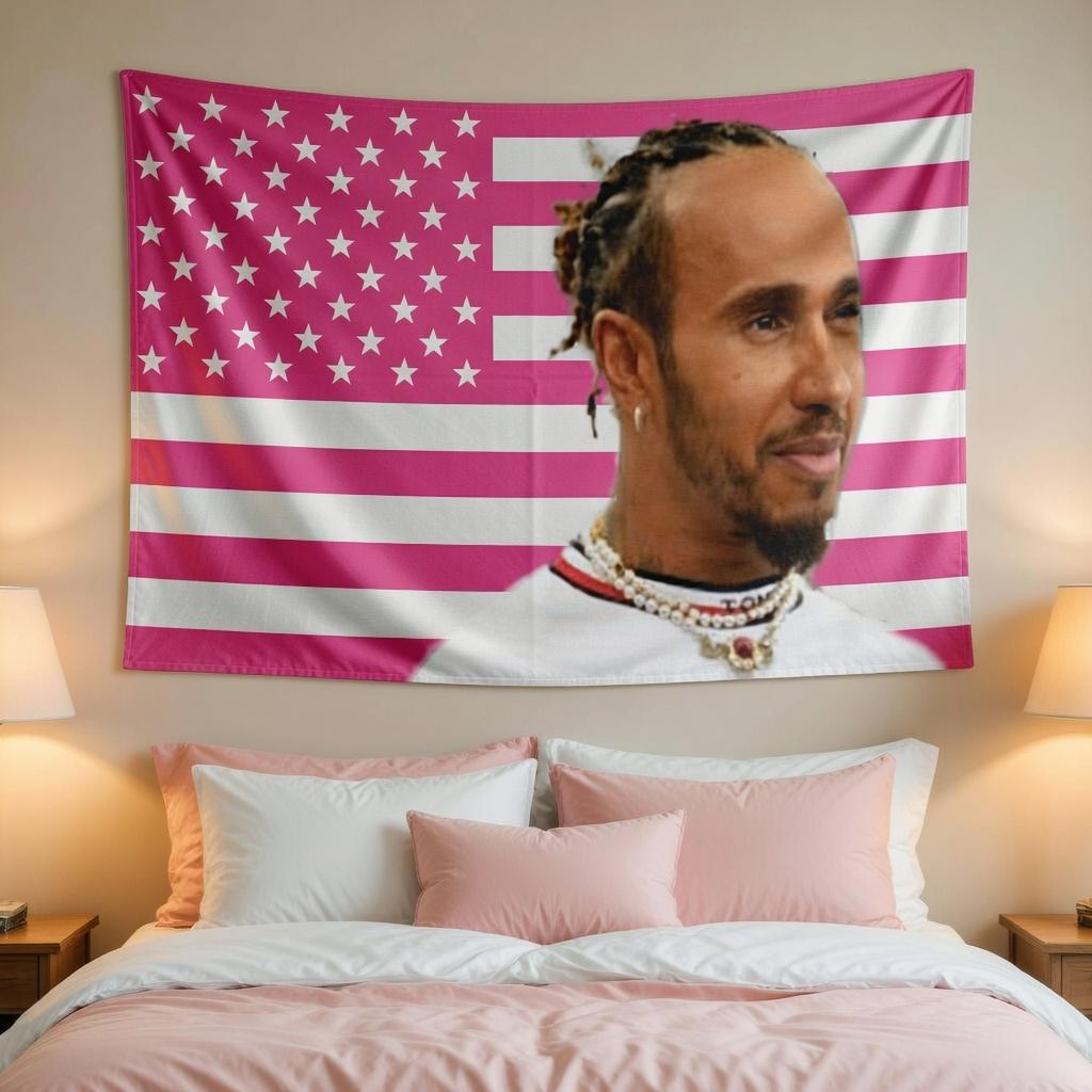 Racing Legend Tapestry Pink Us Flag Flat Print Wall Hanging Aesthetic Room Decor For Men Bedroom Dorm Sports Star Poster