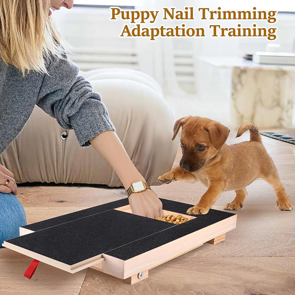 Dog Nail Scratch Board Nail Trim Pad Pull-Out Wooden Pet Scratching Board Toy Built-in Treat Box Dog Sandpaper Board Scratcher