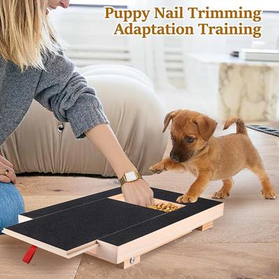 Dog Nail Scratch Board Nail Trim Pad Pull-Out Wooden Pet Scratching Board Toy Built-in Treat Box Dog Sandpaper Board Scratcher