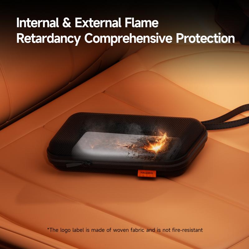 Hagibis Fireproof Storage Bag Travel Carrying Case for Cell Phone Important Document Cash Power Bank Hard Shell Pouch Waterproof