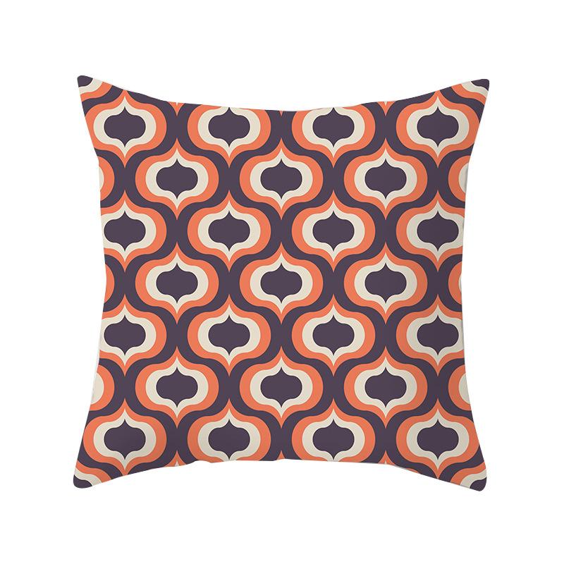 New Color-blocking Geometric Pillow Case, Peach Leather Velvet Cushion Sofa Cushion Cover, Splicing Living Room