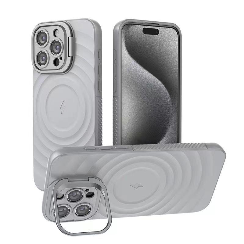 Wave Pattern iPhone 17 Pro Max Case with Magnetic Lens Holder, Apple 16/15 Compatible, Drop-Proof, Cross-Border Design