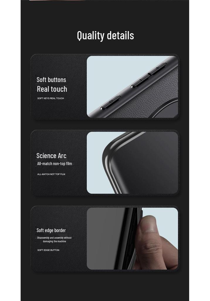 Reno16/16Pro Solid Color Business Leather Phone Case - Anti-Drop Protection