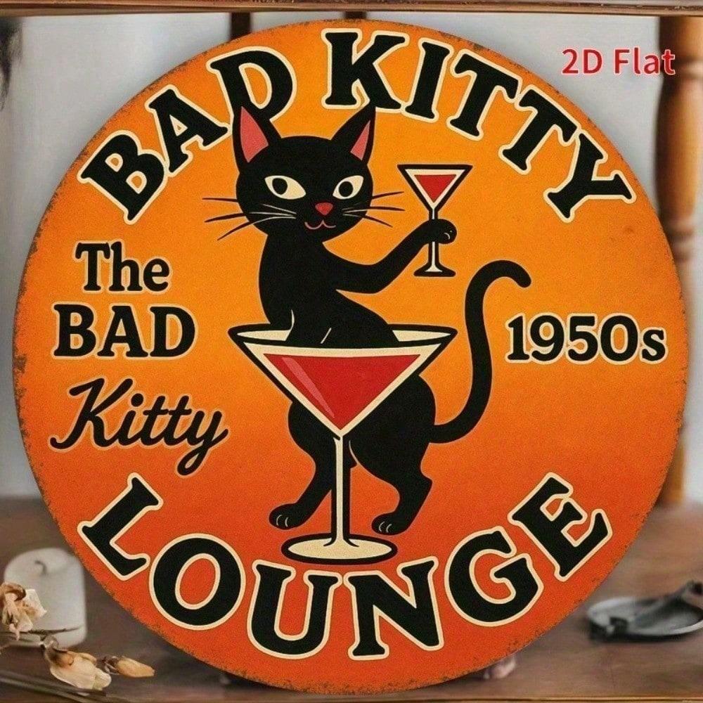 

Retro Cat Metal Wall Art 7.8in Round Vintage Funny Sign for Kitchen Bedroom Decor різнокольоровий