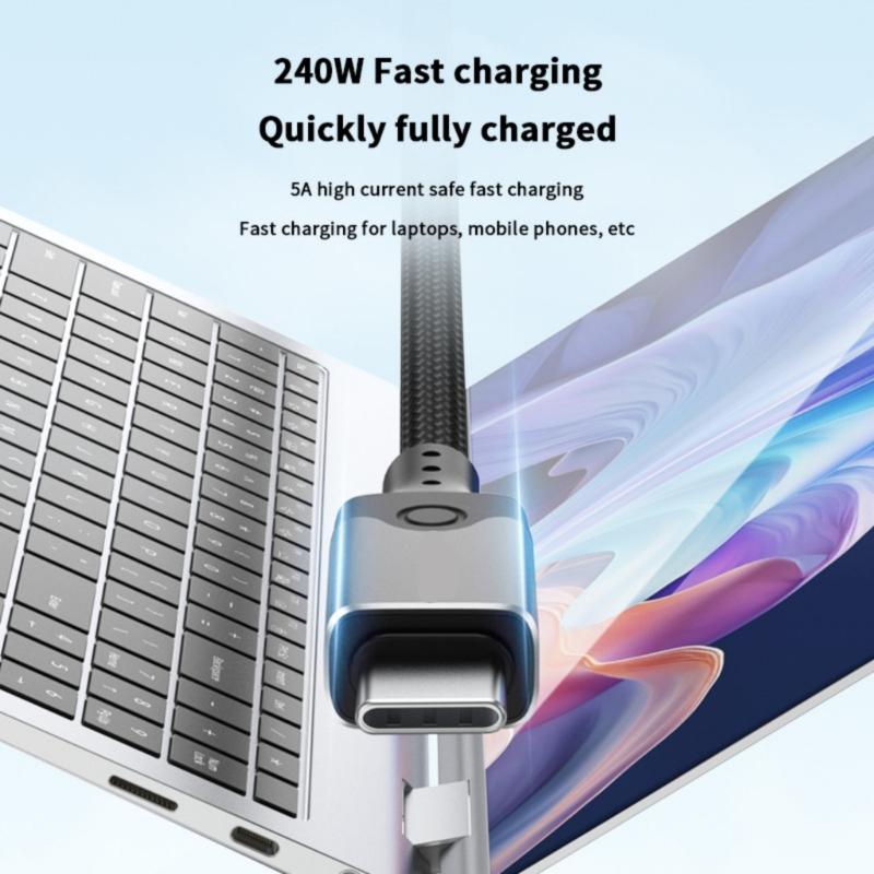 USB5.0 USB C to USB C Cable 80Gbps 16K@60Hz 240W Fast Charging USB C Data Cord Video Cable for Smartphone Laptops