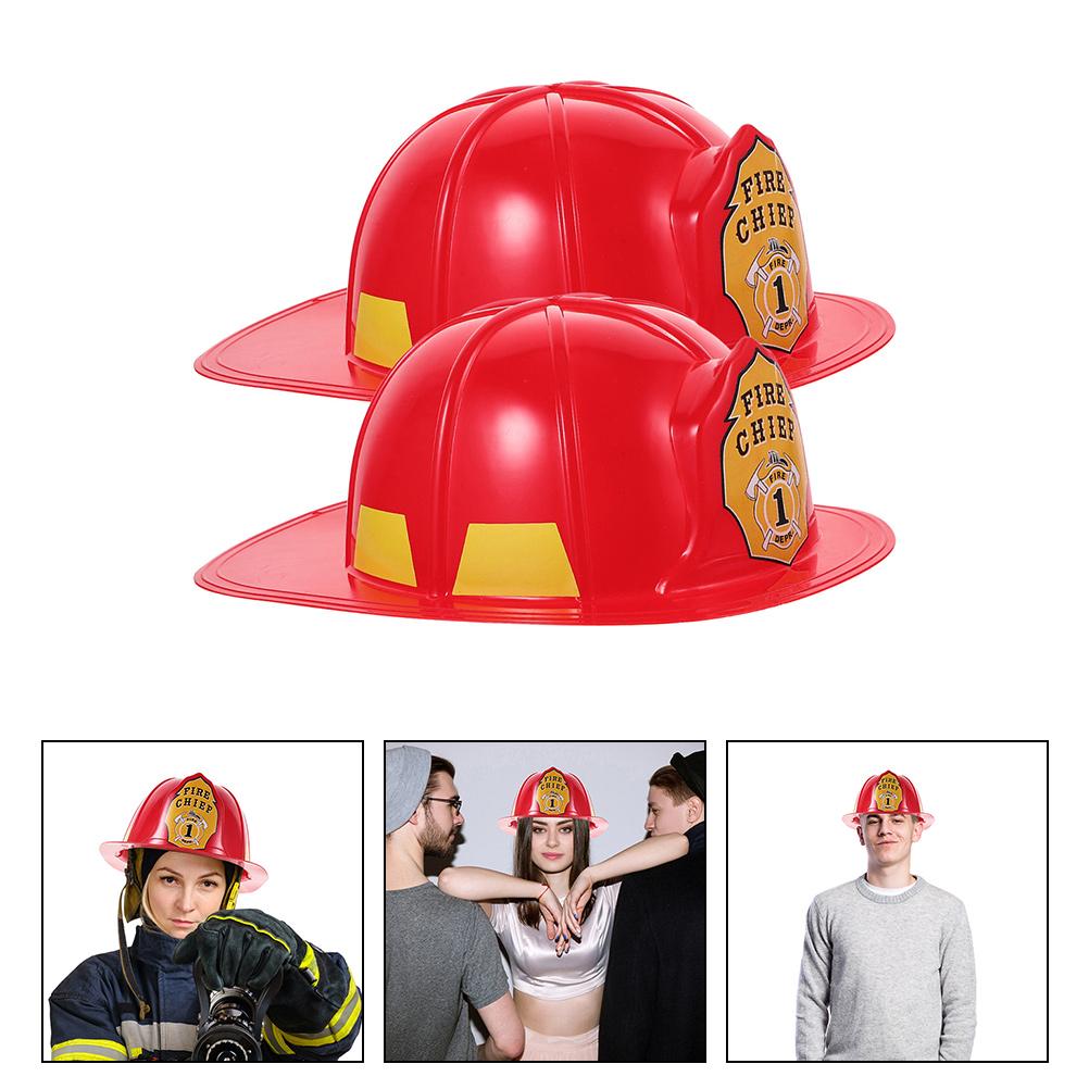 

2 Pcs Role Playing Game Red Fireman Hat Firefighter Costume Accessory Pvc Plastic Material Party Favors Child 33.30X25.00X11.00CM червоний