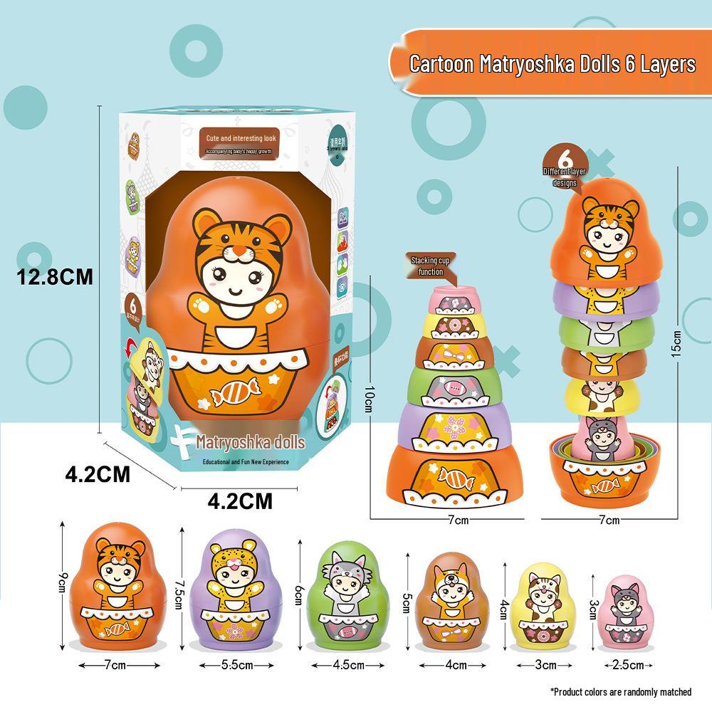 

6-8 Layer Cartoon Nesting Dolls: Educational Stacking Toy for Color Recognition, Ages 3-6