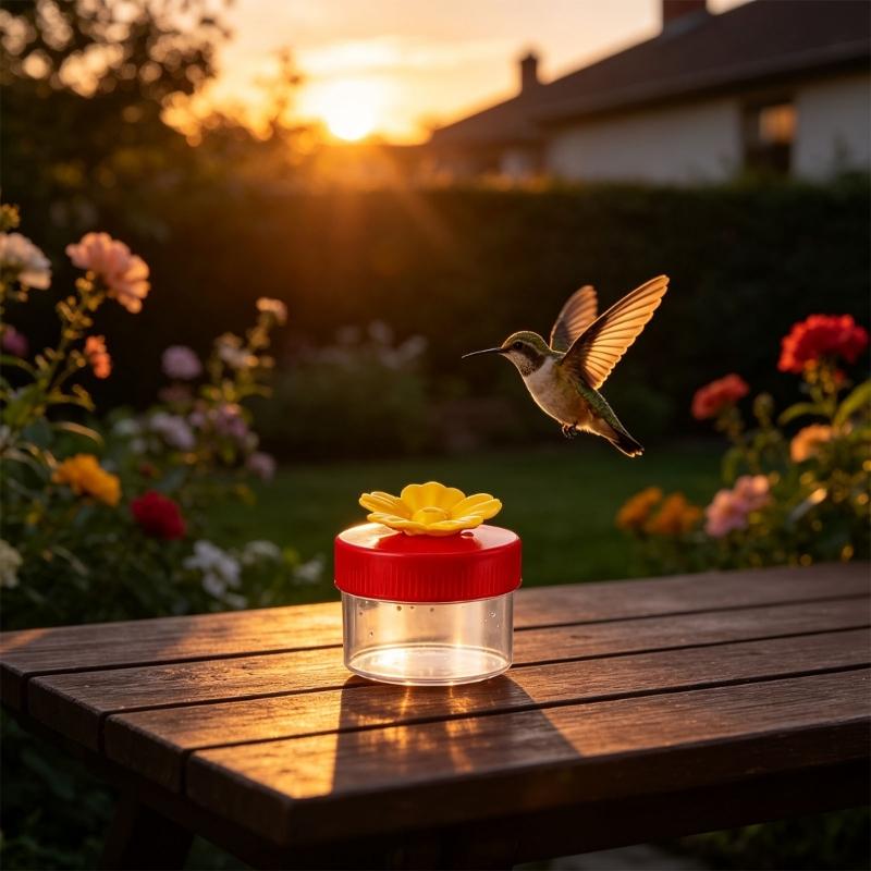 Tree Hanging Bird Water Cup Set of 4 with Clear Flower Cups,Wild Bird Feeders, and Twist Covers for Backyard Garden and Daily Outdoor Use