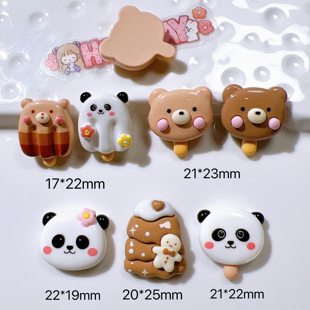 10 Pcs New Cute Cartoon Little Bear Popsicle Series Resin Scrapbook Diy Jewelry Children Gift Hairpin Accessories A76