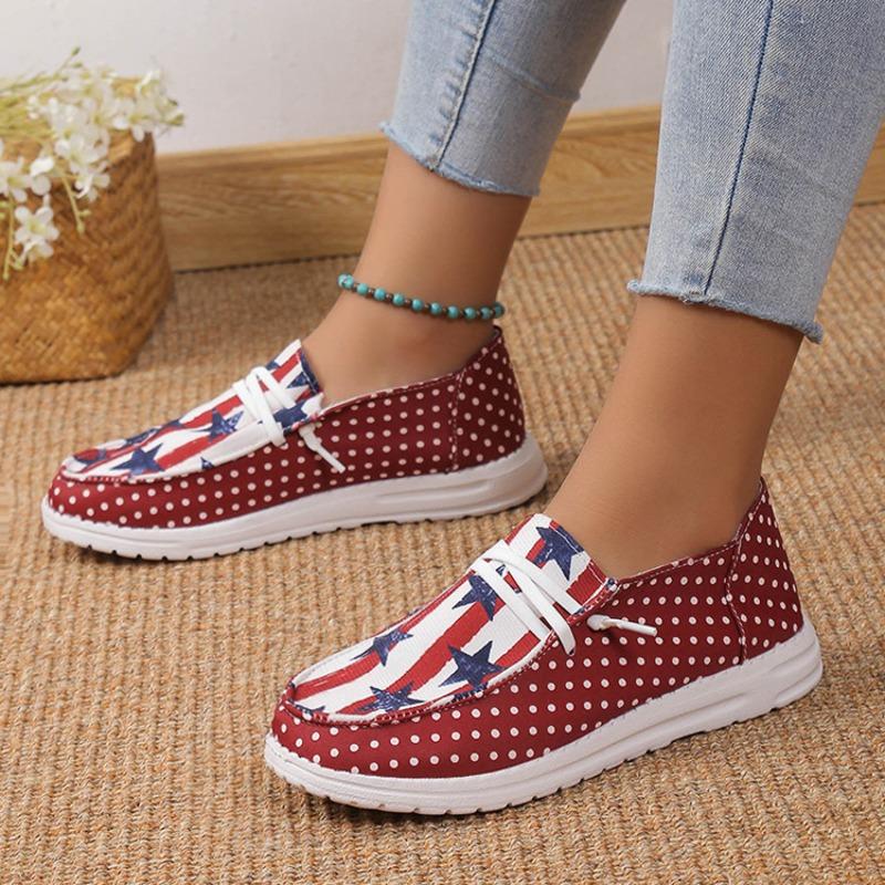 Plus-size Single Shoes Women's 2023 Spring New Star Stripe Low-top Pedaling Women's Shoes