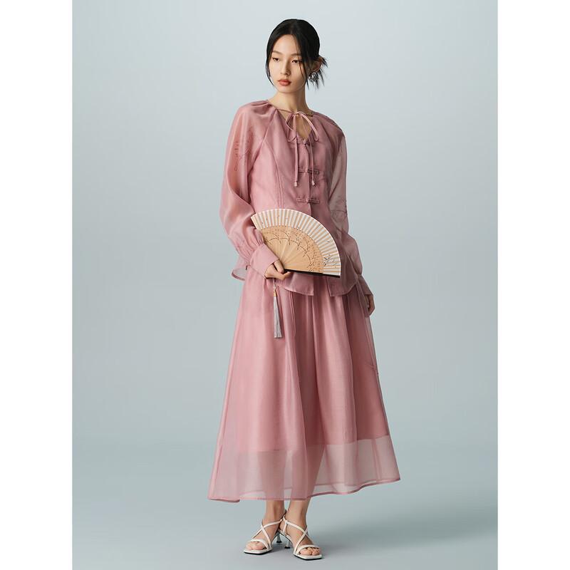 

Новое вышитое миди-платье с V-образным вырезом в китайском стиле S