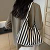 Striped Handbag Shoulder Large Capacity Casual Bag New Women's Bag Tote Bucket Bag Large Capacity Canvas Tote Bag