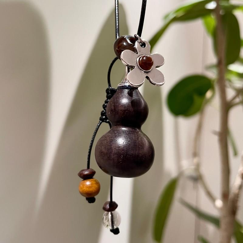 תליון גוזם פרח דלעת עץ סיני עם חרוזי קריסטל שרשרת סוודר שרשרת משיכה דלעת עץ שרשרת עצם הבריח