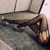 Tights Women Rhinestone Shiny Open Crotch Pantyhose Tights Lingerie Sexy Lace Mesh Fishnet Thigh High Stockings Black Tights