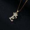 Fashion High-End Crown Letter Necklace Women'S Zircon Pendant Niche Stainless Steel Hip-Hop Pendant Accessories
