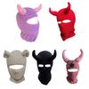 Knit Full Face Balaclava Hiking Scarves Devil Horn Balaclava Ski Halloween Hat