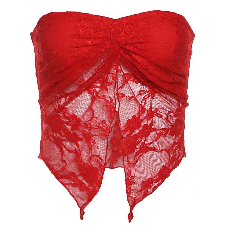 

Weird Puss Summer Pure Adult Lady like Woman Series Knot Ruched Sexy Silm Dovetail Tube Top Women s Easiest for Match Short Top Red M