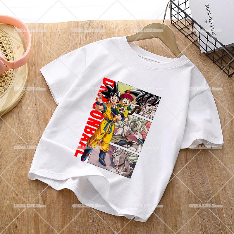 Anime Dragons Ball Children TShirts Cartoon Son Goku Short Sleeves Top Girl Boy Summer Crew Neck Tee Shirts Casual Kids Clothes