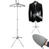 Foldable Aluminum Ironing Support Stand With Detachable Garment Hanger For Home Use