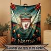 Custom Name Personalized Liverpool FC Print Blanket, Home Decor, Bedroom, Sofa, Camping, Couch, Gifts for Birthday Christmas