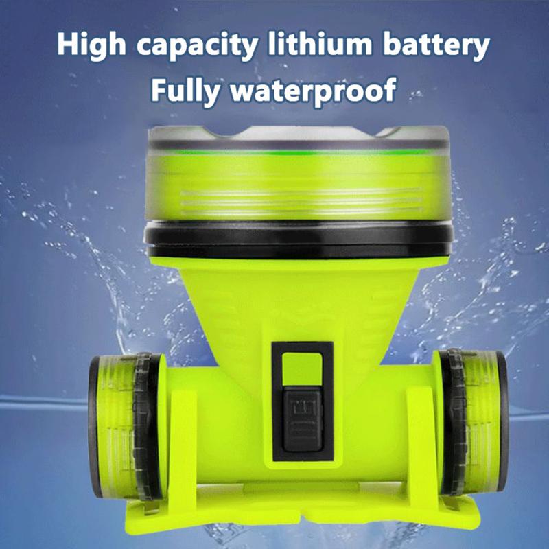 Taşınabilir Şarj Edilebilir Dalış Feneri 350M Sualtı 2 Işık Modu Su Geçirmez Süper Parlak Led Dalgıç Zıpkınla Balık Avı Kafa Lambası