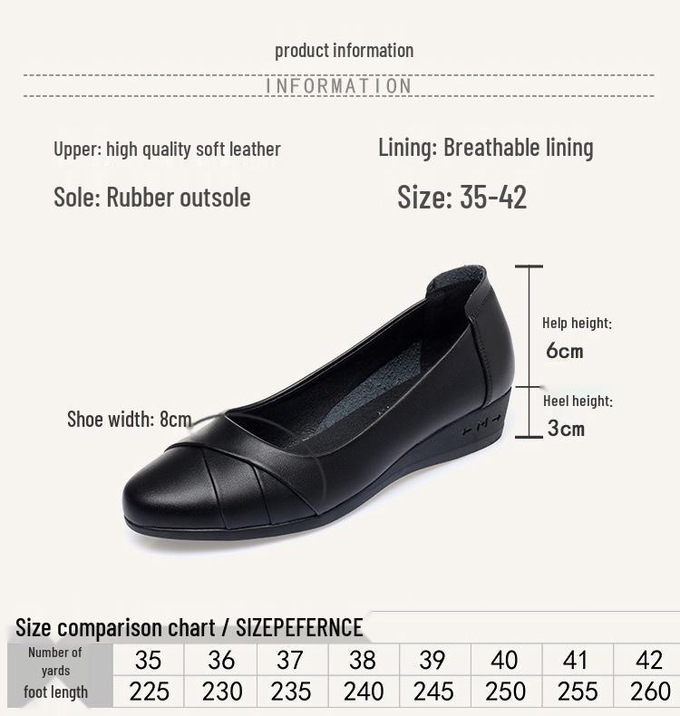 Chaussures en cuir à enfiler pour femmes printemps et automne: Ballerines confortables à semelles souples pour les personnes d'âge moyen et les personnes âgées
