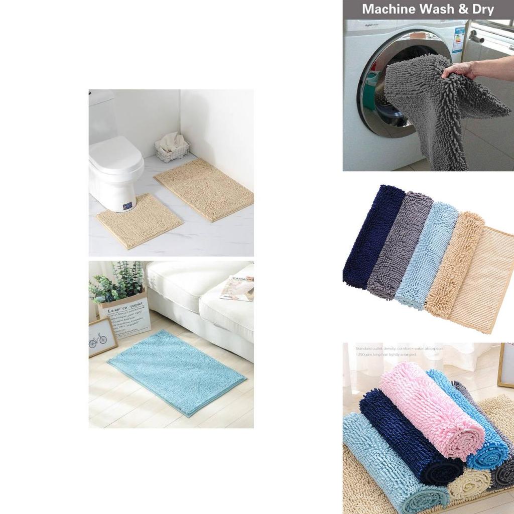 Ultra-absorbierendes Chenille Badezimmerteppich-Set Moderner Schlichter Stil Rutschfeste Badematten