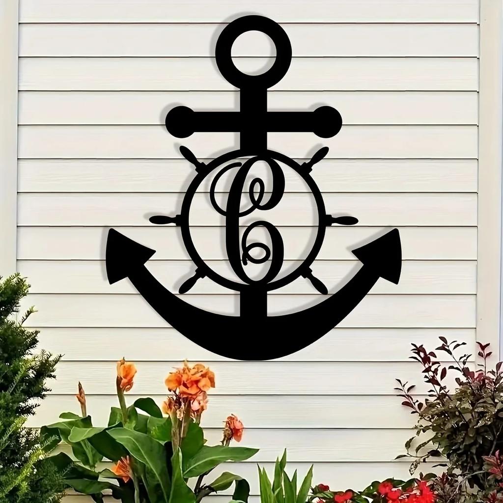 Custom Letter Anchor Metal Wall Art - Ευέλικτο, χωρίς ενέργεια, κομψή διακόσμηση για σπίτι και δώρα, τέλειο εσωτερικό και εξωτερικό